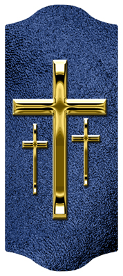 DARAY-C-517-GD-SH-BL Gold 3 Crosses Shimmer Blue